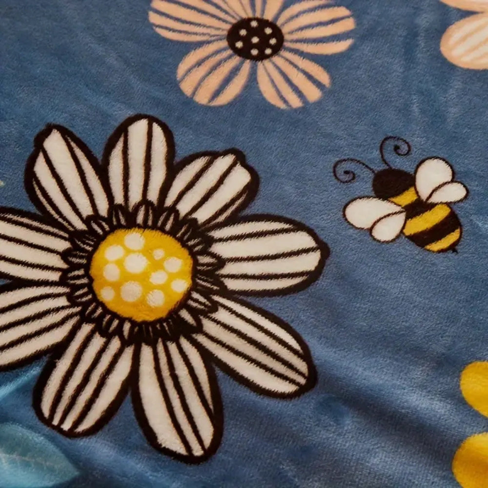 Bloombee Retro Floral Soft Blanket — product close-up