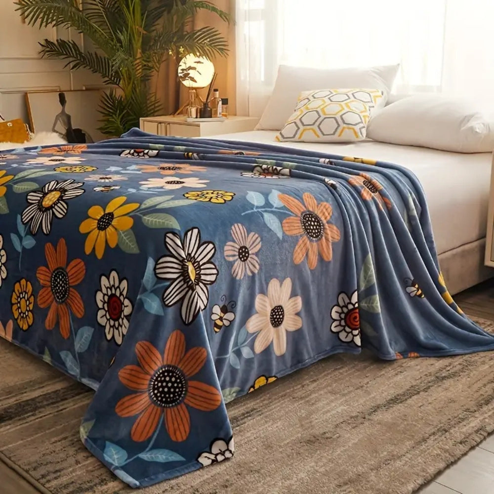 Bloombee Retro Floral Soft Blanket — main product photo