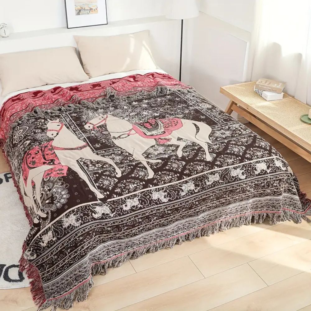 Bohemian Inspired Horse Print Blanket — main product photo