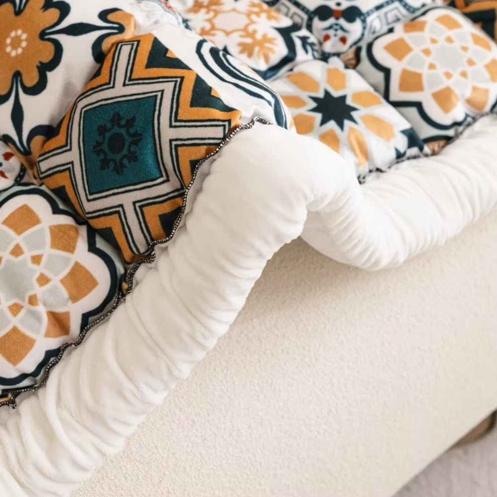 Bohemian Printed Quilted Sofa Cover — material texture close-up