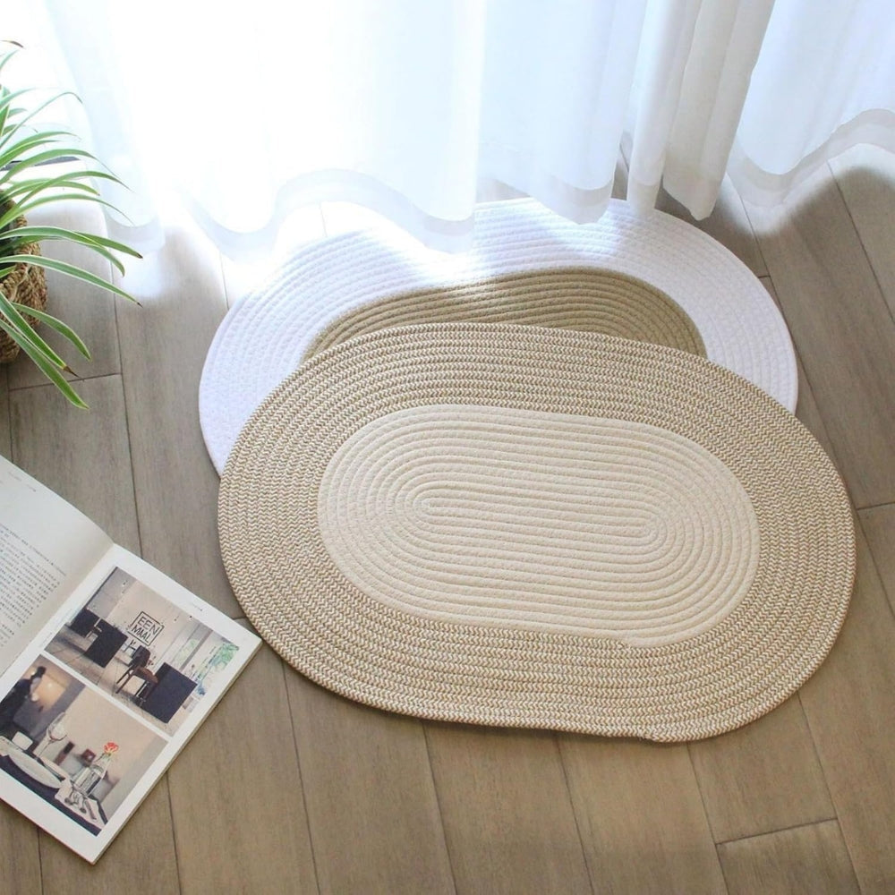 Boho Braided Hemp Oval Rug — product detail view