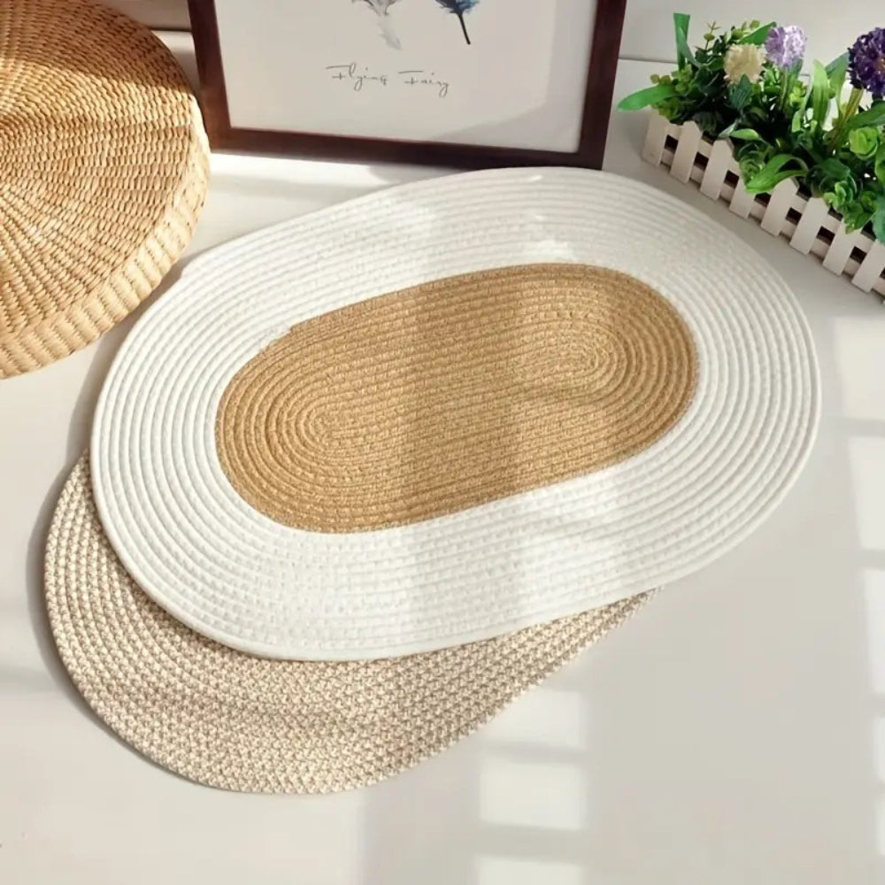 Boho Braided Hemp Oval Rug — main product photo