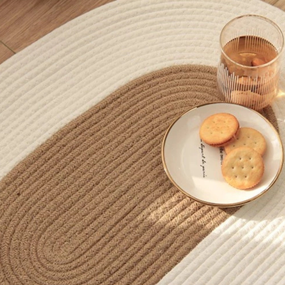 Boho Braided Hemp Oval Rug — product close-up
