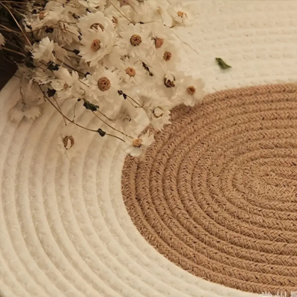 Boho Braided Hemp Oval Rug — lifestyle shot