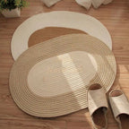 Boho Braided Hemp Oval Rug — product in use