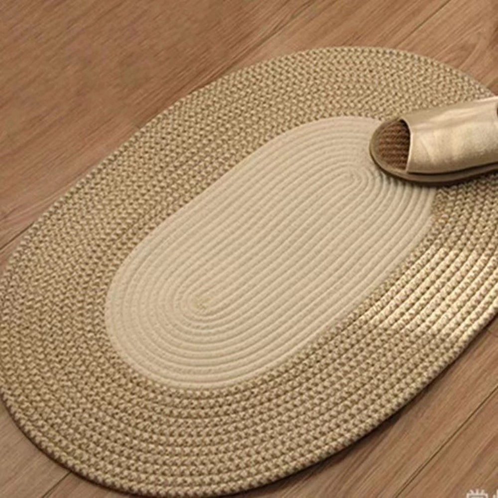 Boho Braided Hemp Oval Rug — product feature detail