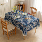 Peacock Blossom Boho Floral Tablecloth with Tassel — main product photo
