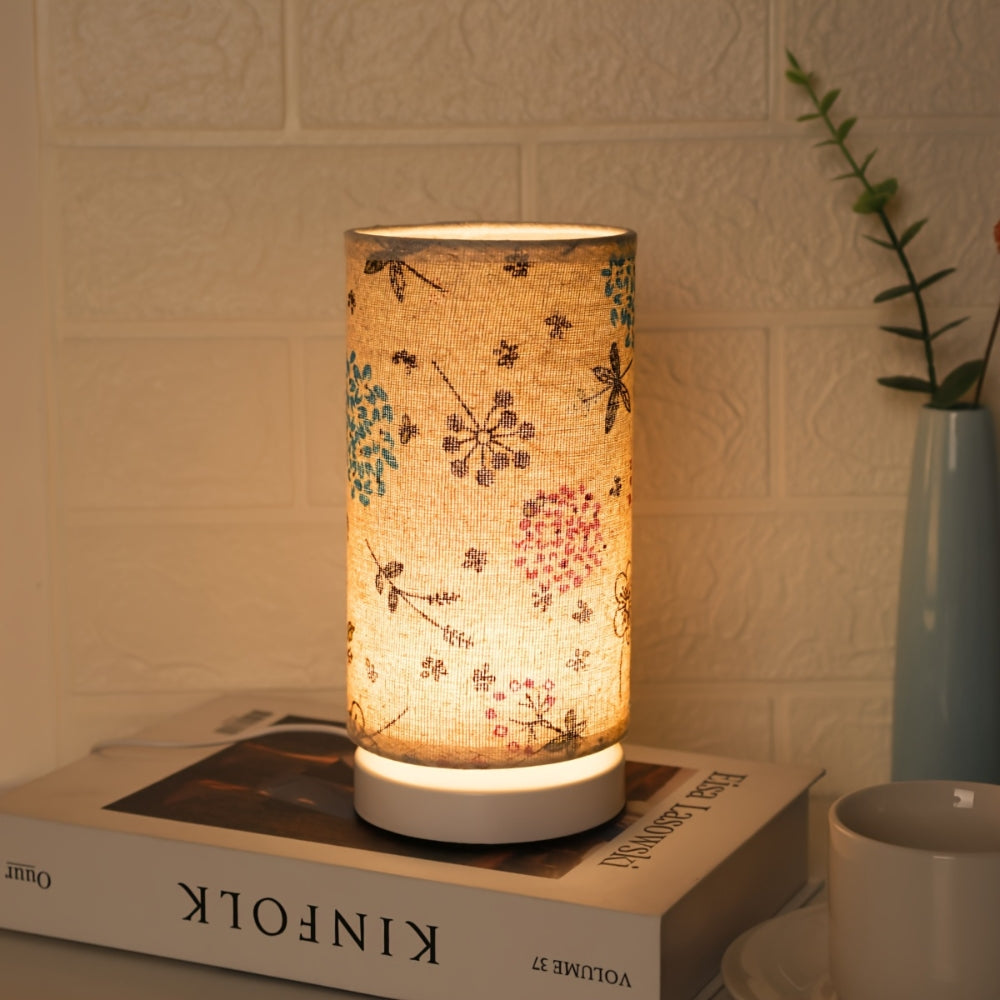 Botanical Floral Fabric Lighting Table Lamp — product in use