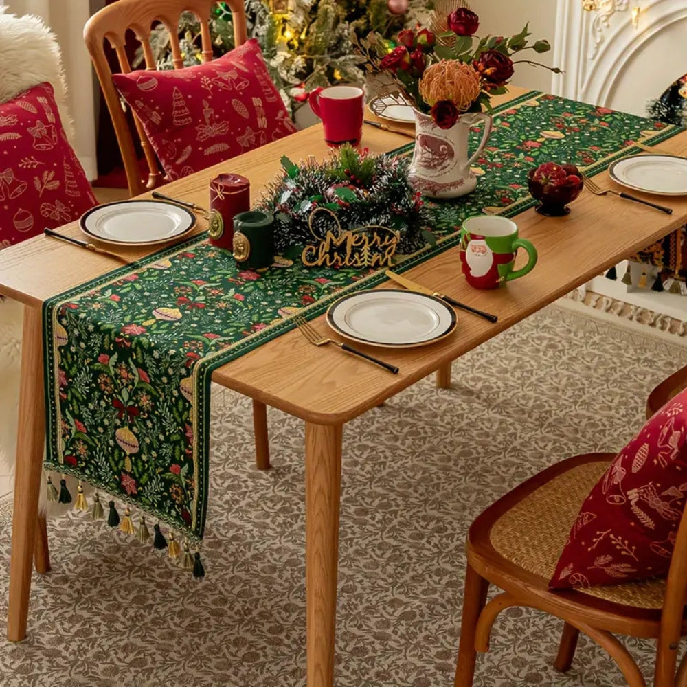 Tapestry Botanical Holiday Table Runner — product in use