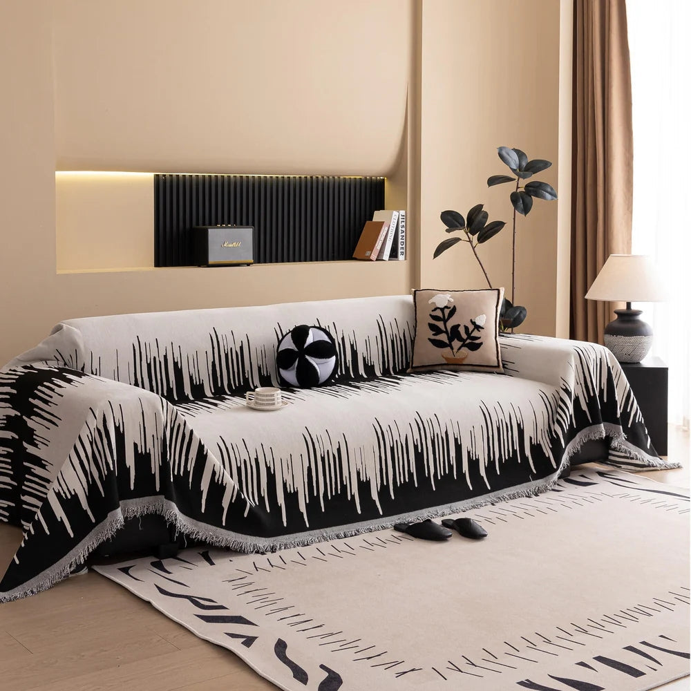 Brushstroke Vertical Pattern Chenille Sofa Cover — main product photo
