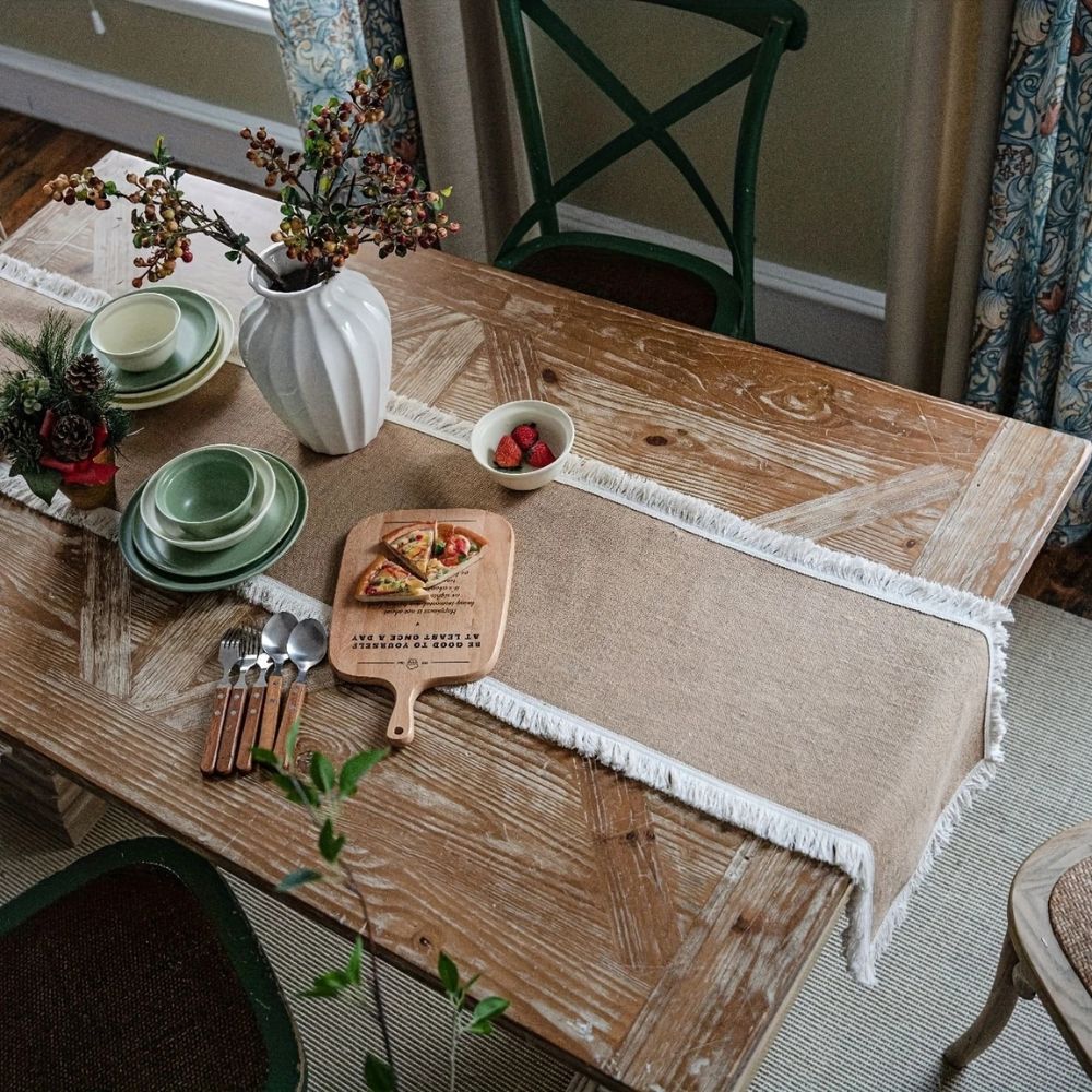 Burlap Charm Boho Table Runner — additional view