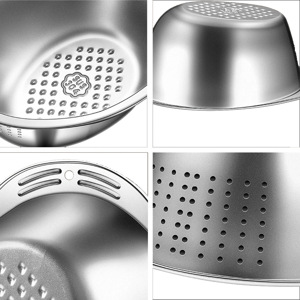Smart Drain Food Mesh Colander — product in use