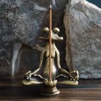 Calm Lotus Frog Miniature Figurine — product in use