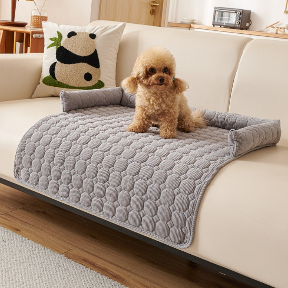 Canine Non-Slip Bolster Pet Quilted Bed — size and scale reference