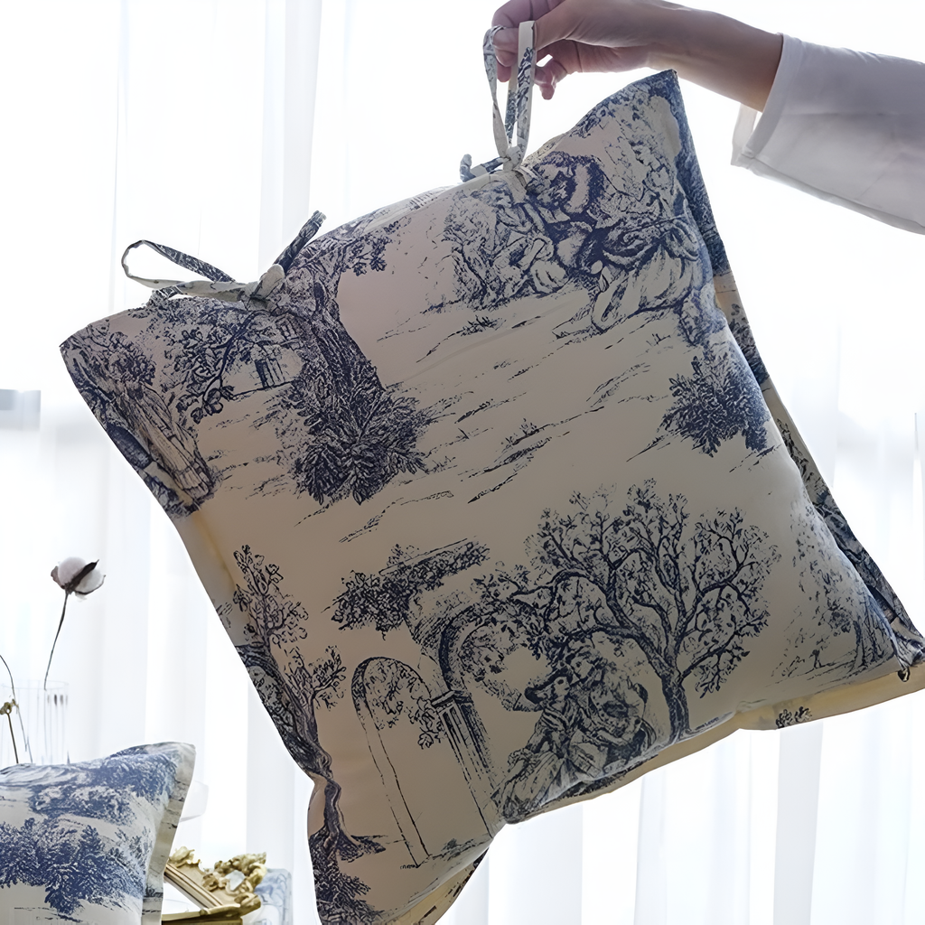 Chateau Vintage Print Cushion Cover — lifestyle shot