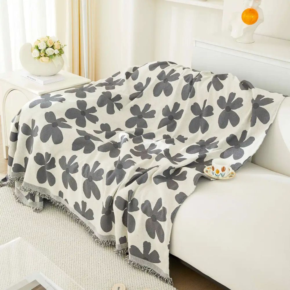 Cheerful Flower Tassel Sofa Cover — product detail view