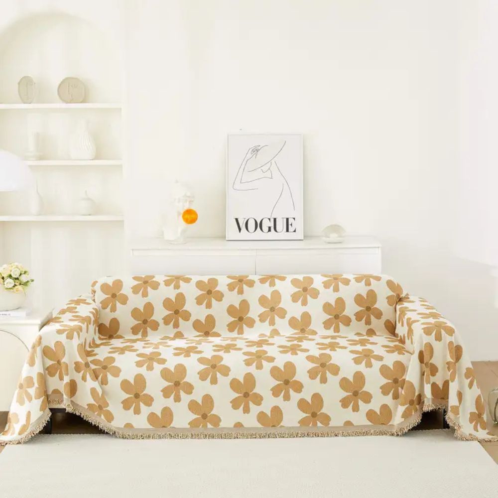 Cheerful Flower Tassel Sofa Cover — lifestyle shot