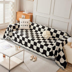 Chess Board Chic Tasseled Sofa Cover — additional view