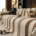 Chevron Pattern Chenille Sofa Cover — material texture close-up