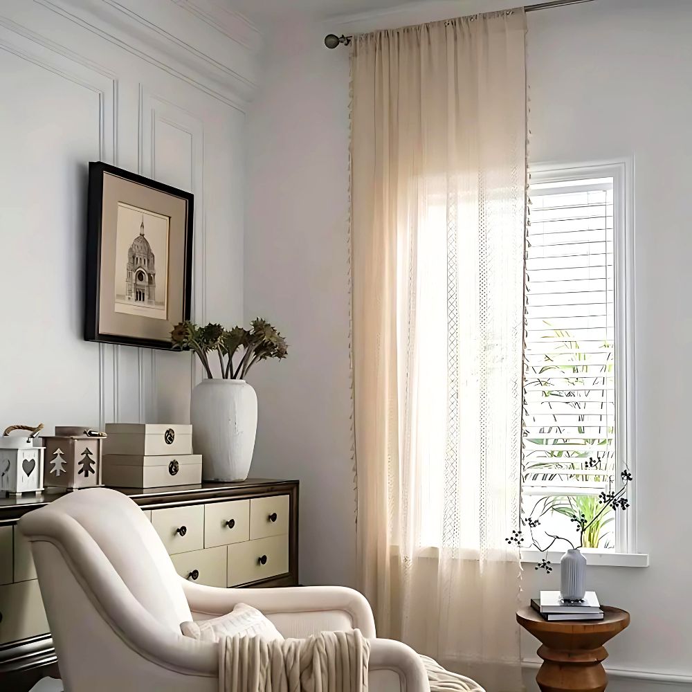 Chic Bohemian Crochet Curtain — alternate angle view