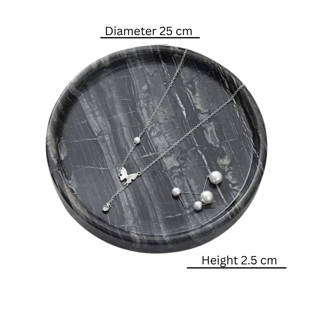Circular Black Marble Jewellery Tray — alternate angle view