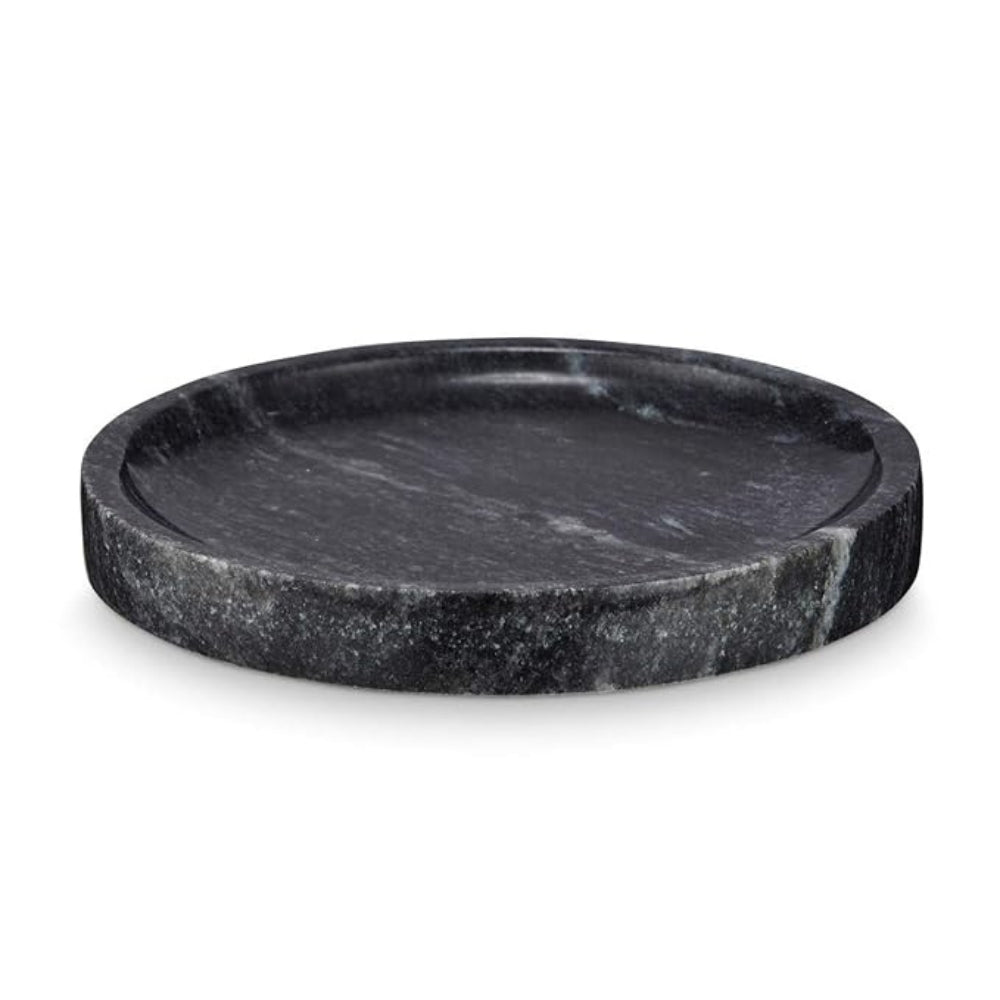 Circular Black Marble Jewellery Tray — product in use