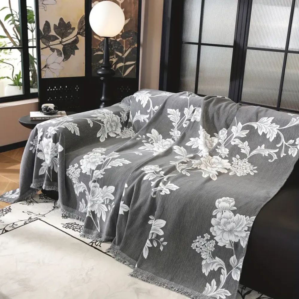 Classic Fleur Jacquard Sofa Cover — lifestyle shot