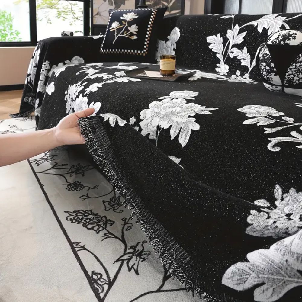 Classic Fleur Jacquard Sofa Cover — product detail view