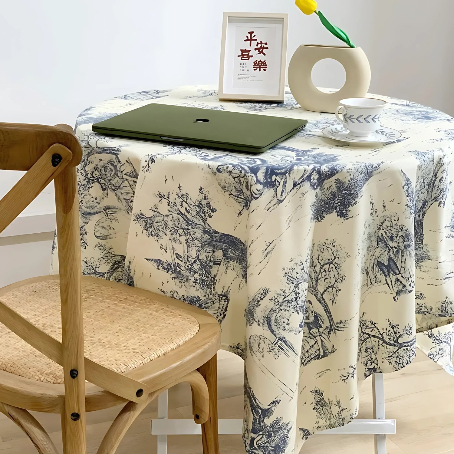 French Classic Blue Vintage Dining Tablecloth — main product photo