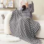 Classic Houndstooth Pattern Blanket — alternate angle view