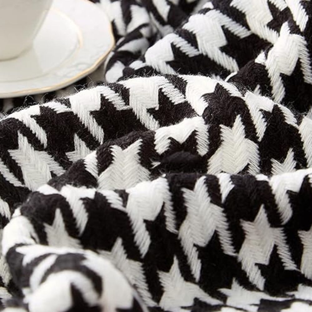 Classic Houndstooth Pattern Blanket — size and scale reference