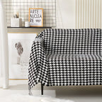 Classic Houndstooth Pattern Blanket — material texture close-up