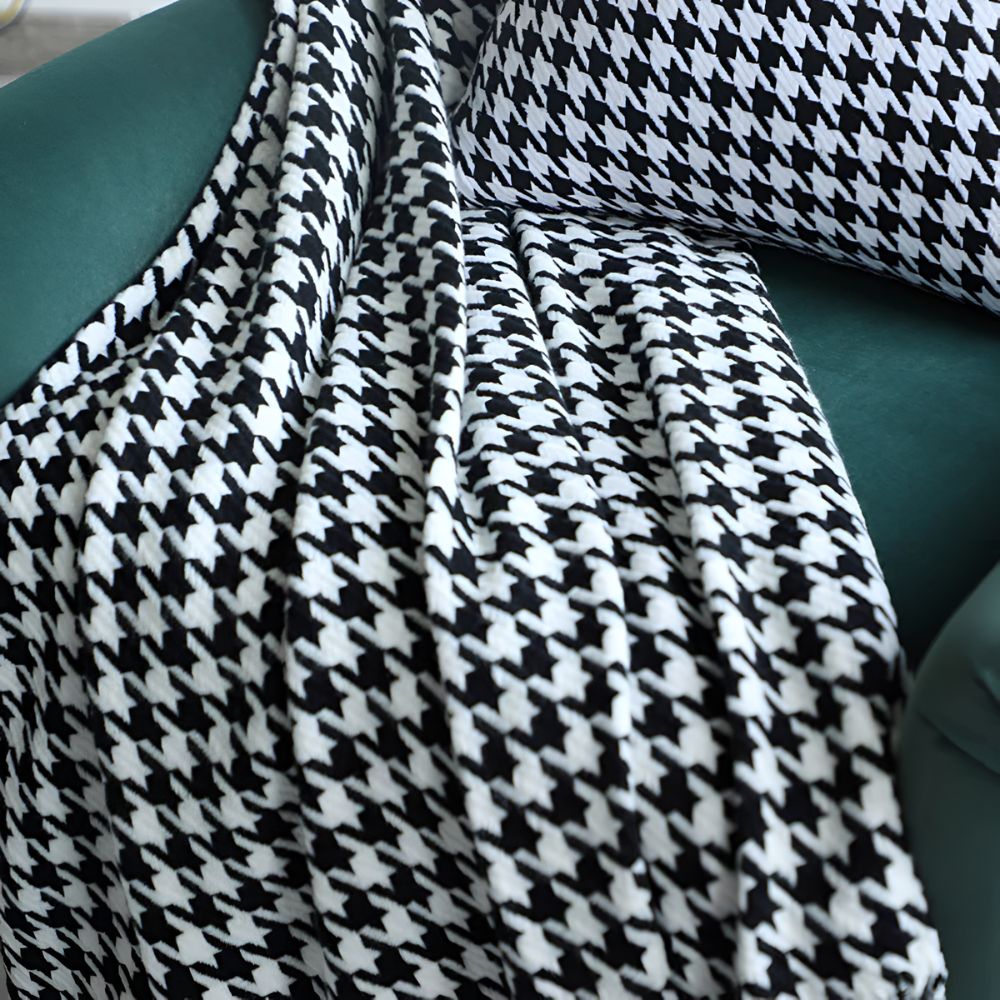 Classic Houndstooth Pattern Blanket — product in use