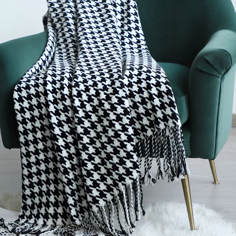 Classic Houndstooth Pattern Blanket — lifestyle shot