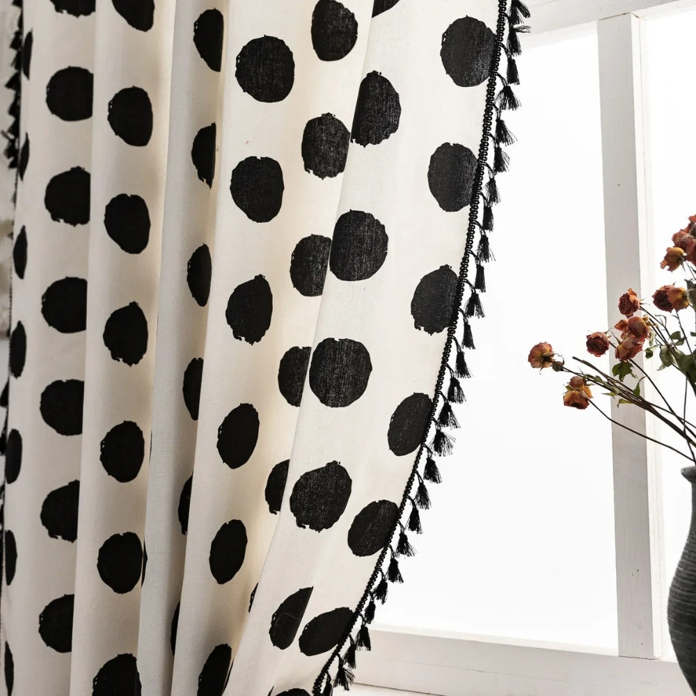 Chic Polka Dot Tassel Window Curtain — product close-up