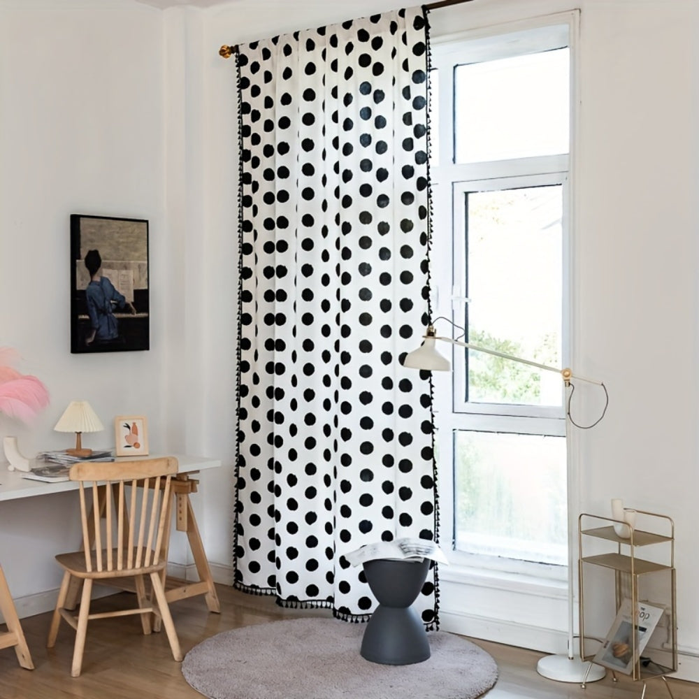 Chic Polka Dot Tassel Window Curtain — product detail view
