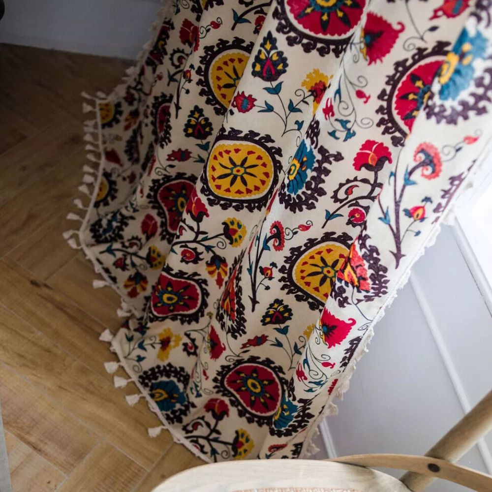 Boho Colour Wheel Bloom Tassel Curtain — lifestyle shot