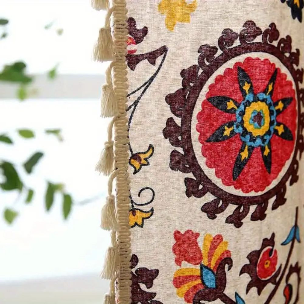 Boho Colour Wheel Bloom Tassel Curtain — additional view