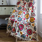 Boho Colour Wheel Bloom Tassel Curtain — product in use