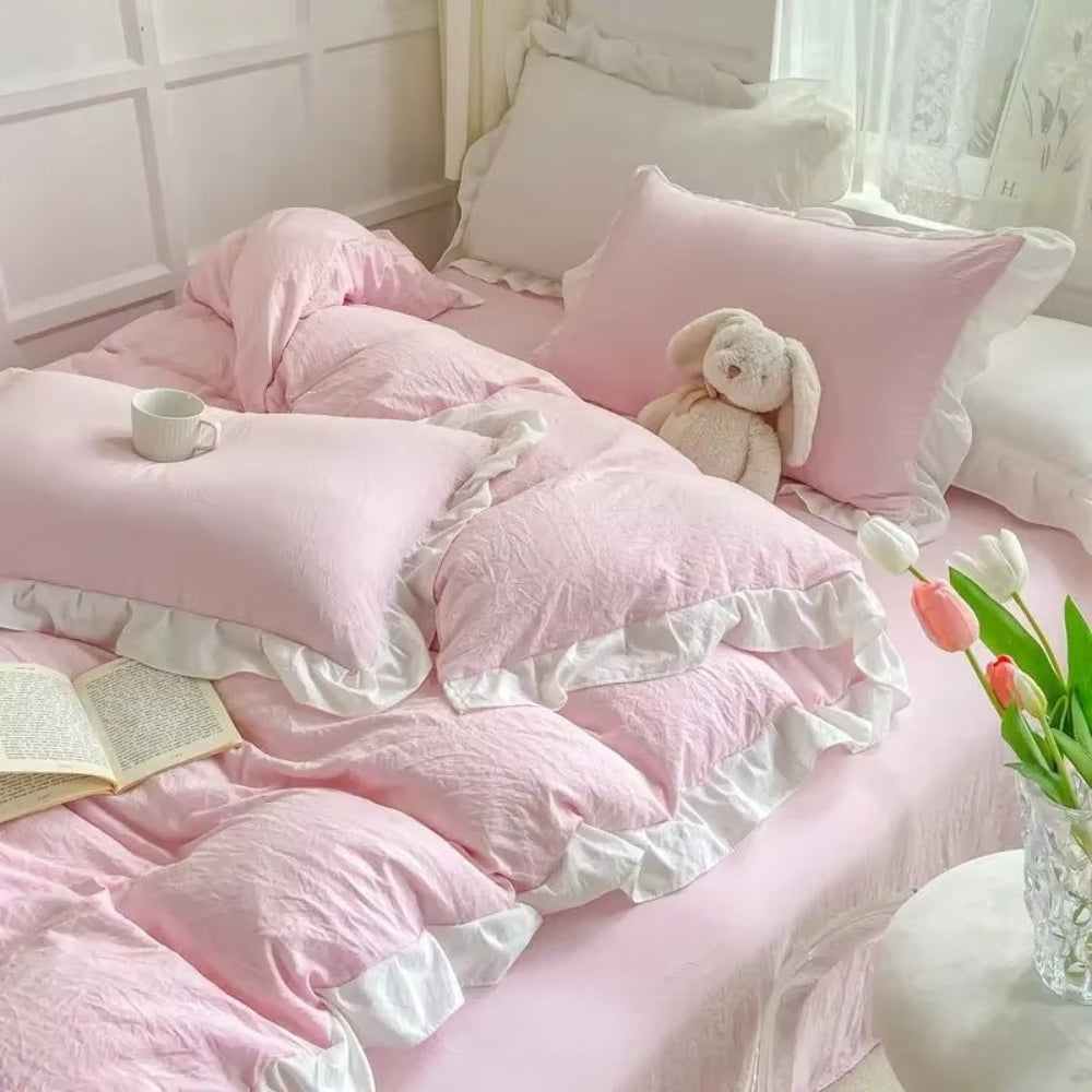 Cottagecore Ruffle Cotton | 4pcs Bedding Set — product close-up