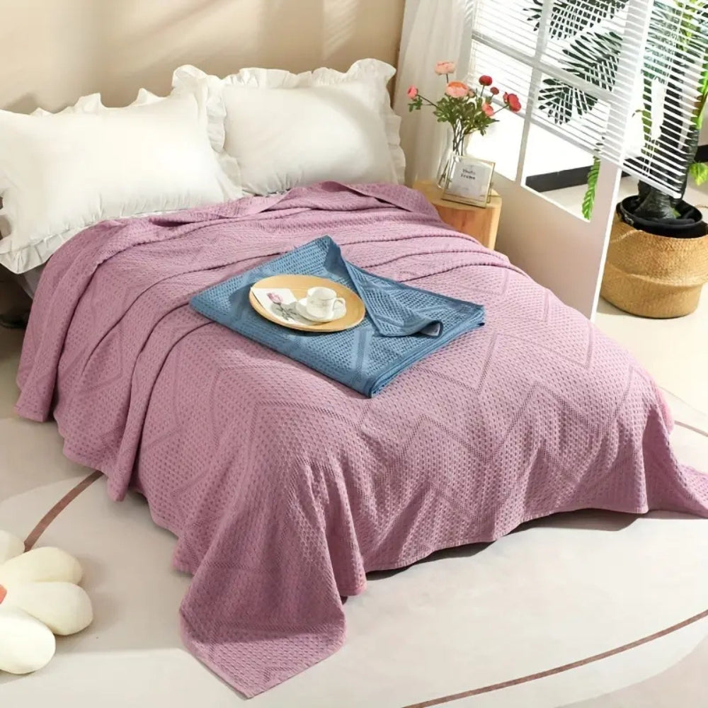 Cotton Nest Waffle Summer Blanket — product detail view