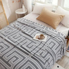Geo Maze Cotton Blanket — product close-up