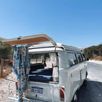 Blue Daisy Bloom Boho Travel Outdoor Blanket — product close-up