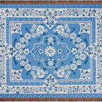 Blue Daisy Bloom Boho Travel Outdoor Blanket — alternate angle view