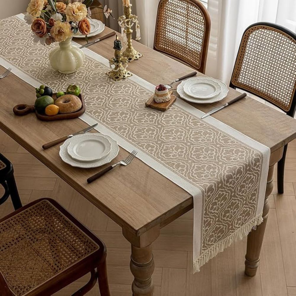 Damask Dune Table Runner — size and scale reference
