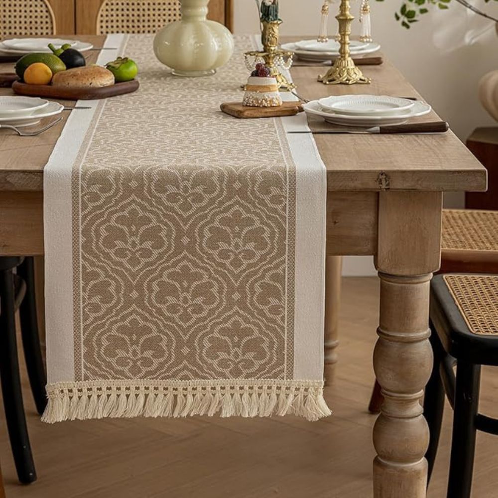 Damask Dune Table Runner — material texture close-up