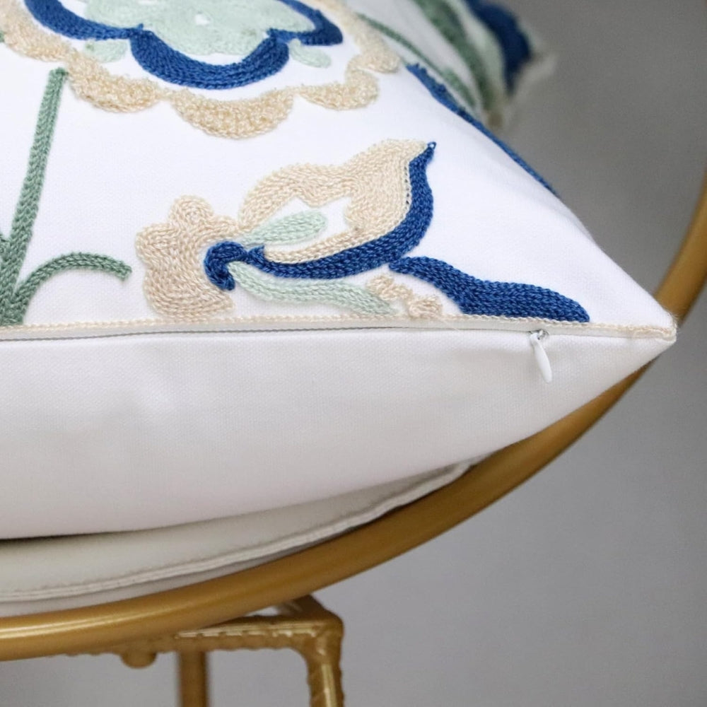 Denza Farmhouse Floral Tufted Cushion Cover — product feature detail