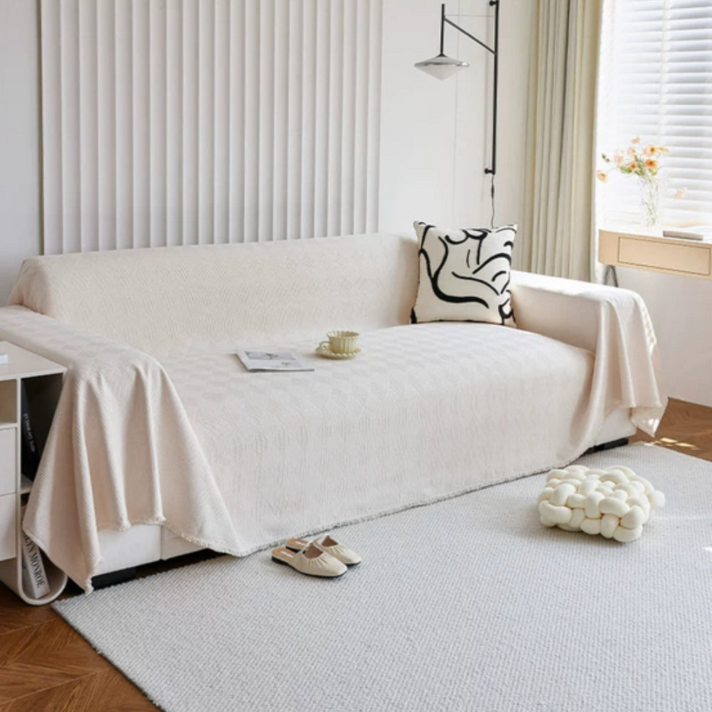 Diamond Grid Chenille Sofa Cover — alternate angle view