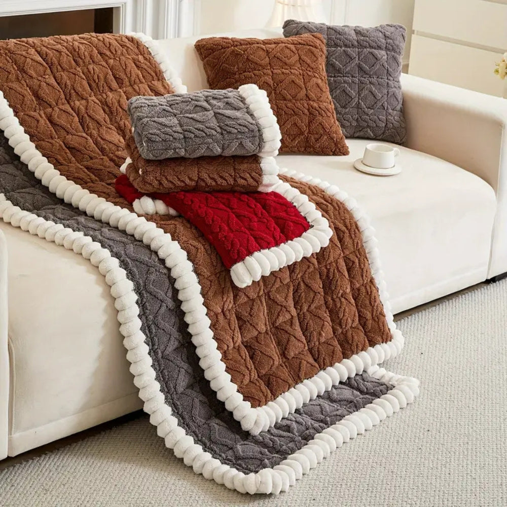 Snuggle Sherpa Plush Sofa Protector Cover — product detail view