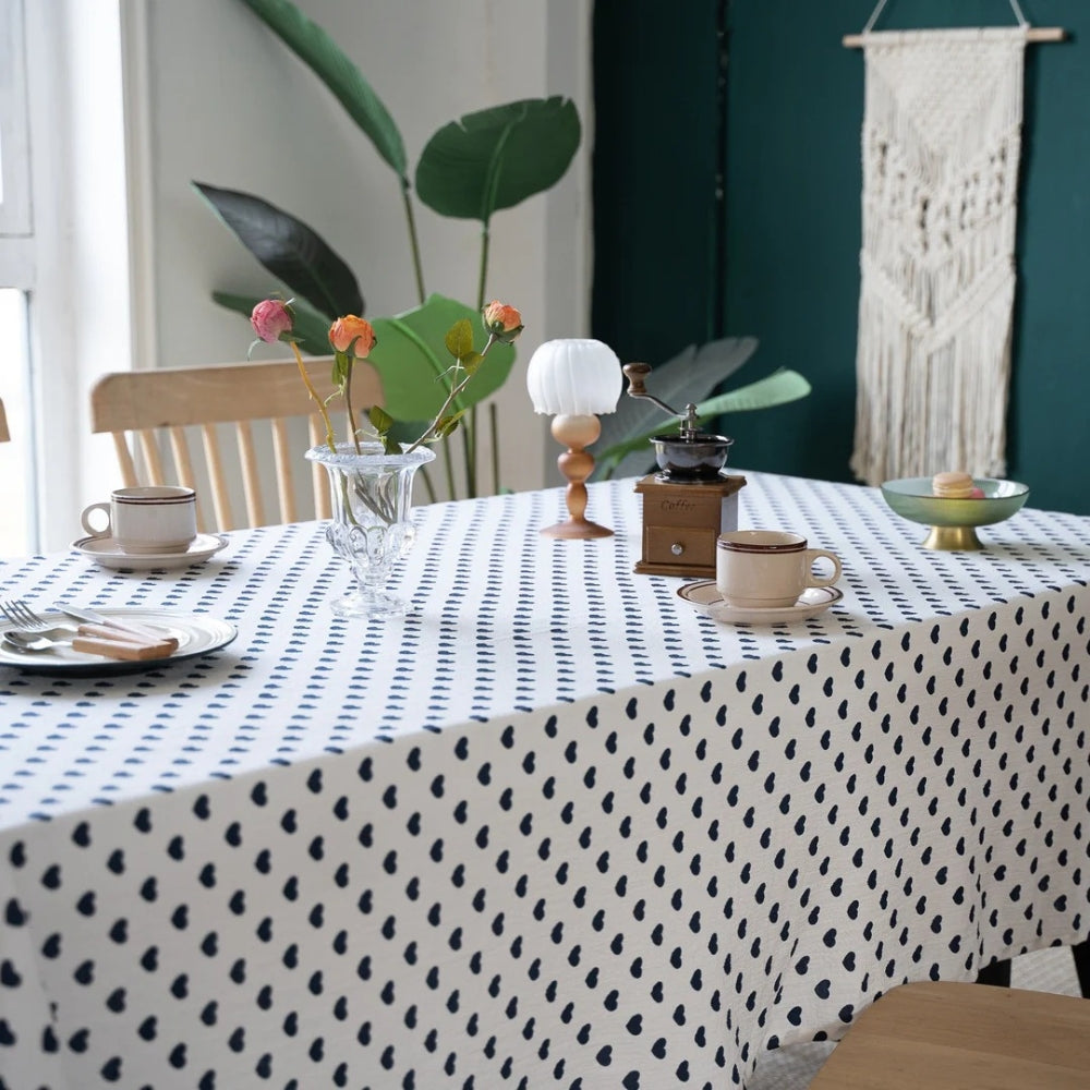 Dotted Heart Table Cloth — product in use